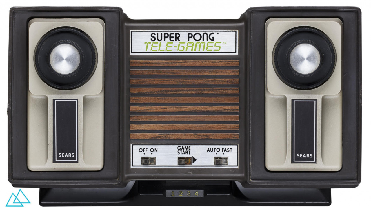 Top view dedicated video game console Sears Tele-Games Super Pong