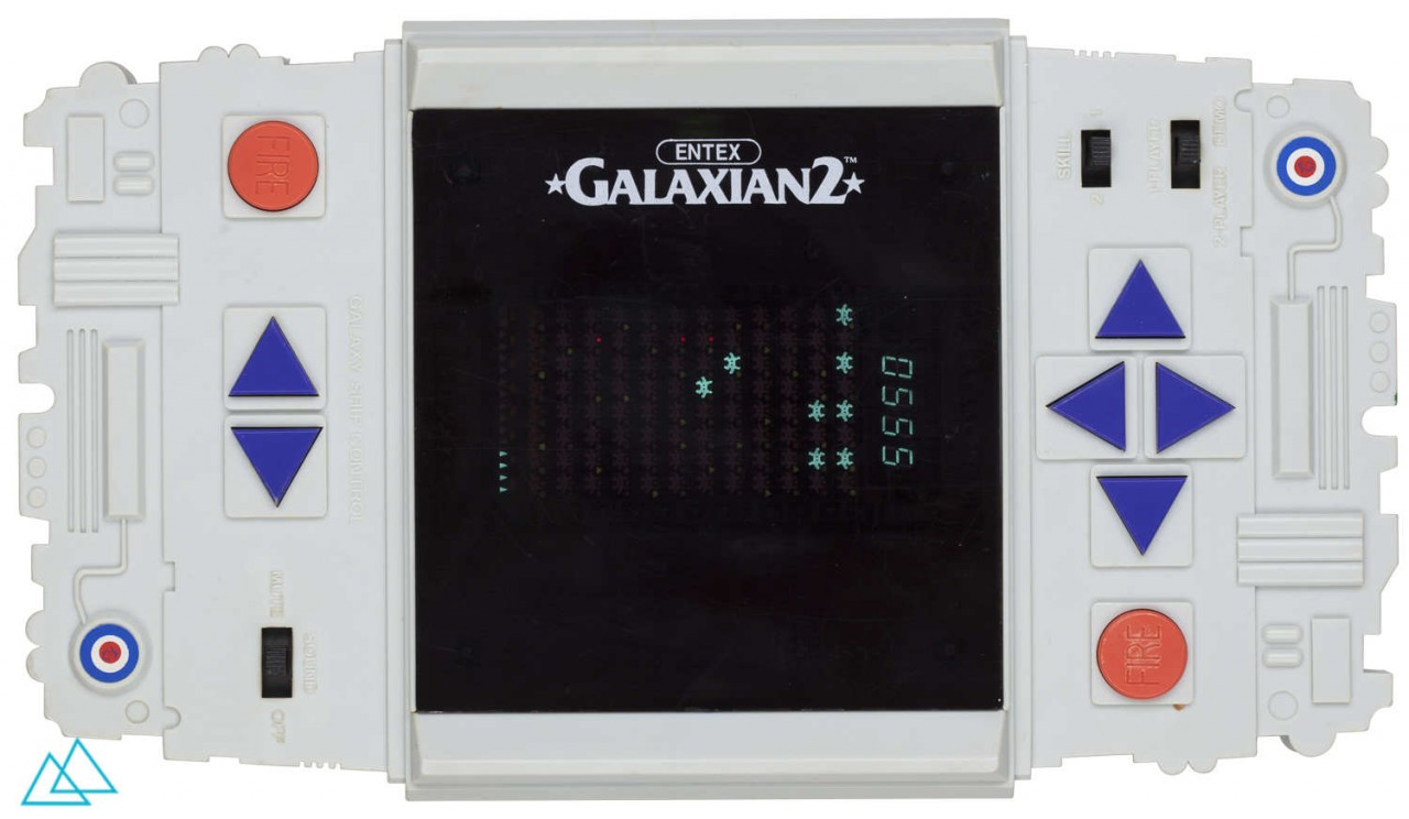 Top view dedicated video game console Entex Galaxian 2