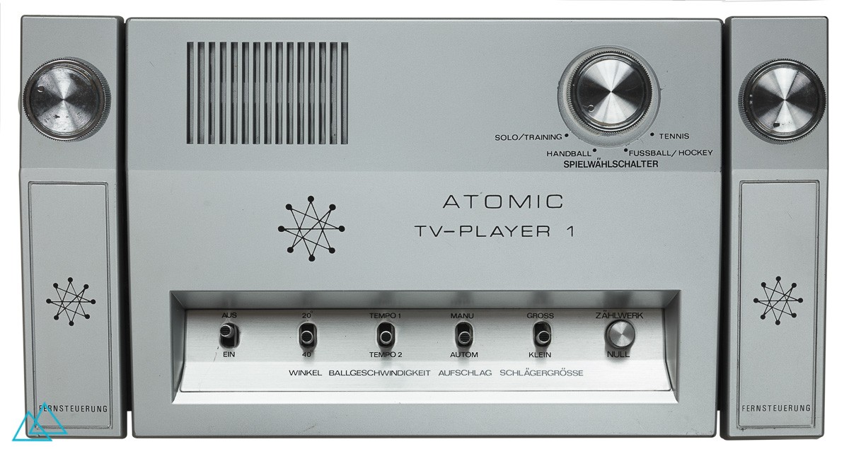 Top view dedicated video game console atomic tv player 1